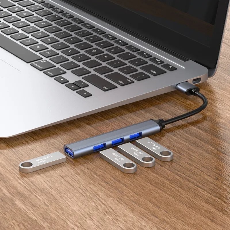 Kootion 4-Port USB-C Hub - USB 3.0 SuperSpeed Data Hub, 5 Gbps Transfer For Laptop, PC, Mac | Model H40-C