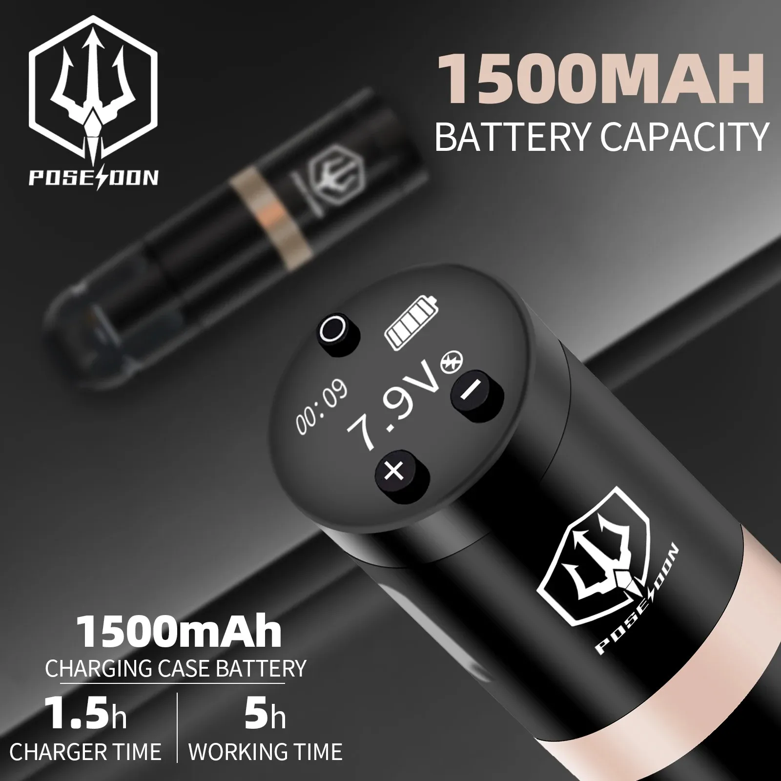 POSEIDON タトゥー マシン キット 電源と RCA インターフェイス付き 