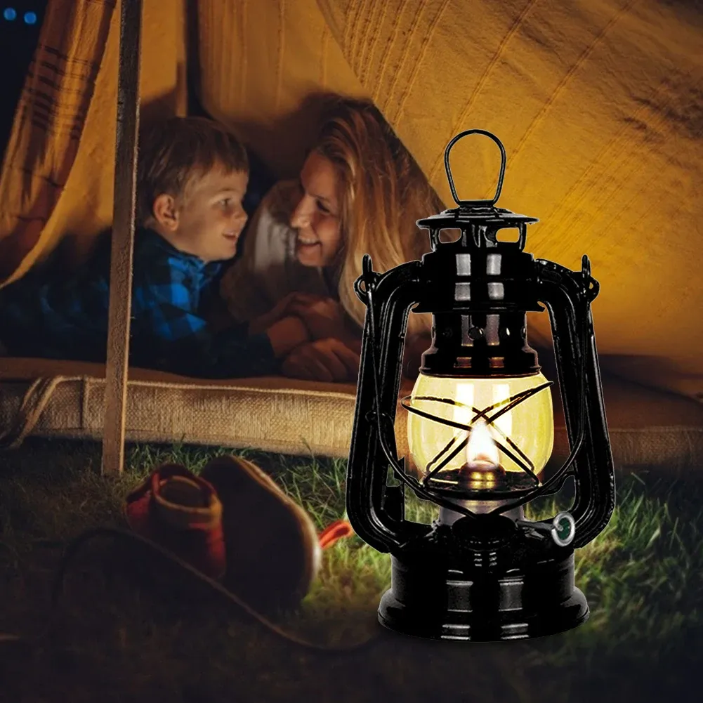 Verktyg LED Camping Lantern Retro Style Petroleum Storm Lantern Metal Outdoor Lamp Multispecification Retro Luminous Kerogen Lantern