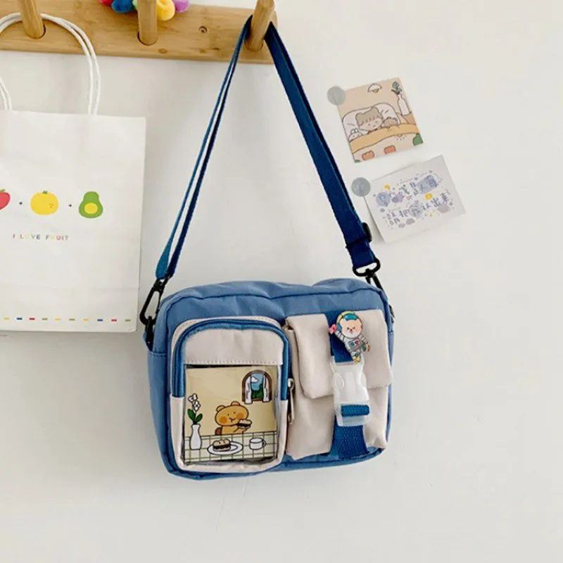 Japanese Style Kawaii Handbags for Women, Patchwork Color Nylon Bag with Multiple Pockets, Shoulder Bag, Student School Bag, Crossbody Bags, Tote Japanese Style Kawaii Handbags for Women, Patchwork Color Nylon Bag with Multiple Pockets, Shoulder Bag, Student School Bag, Crossbody Bags, Tote