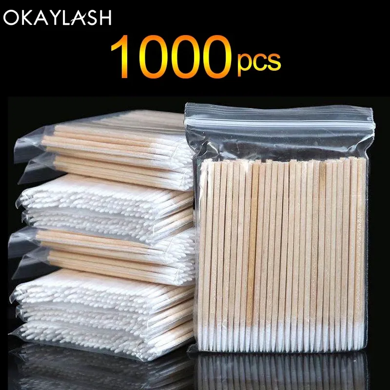 Swabs 1000pcs Wholesale Disposable Wooden Micro Cotton Bud Swabs Lint Free Eyelash Extension Glue Removing Tools Makeup Mini Brush