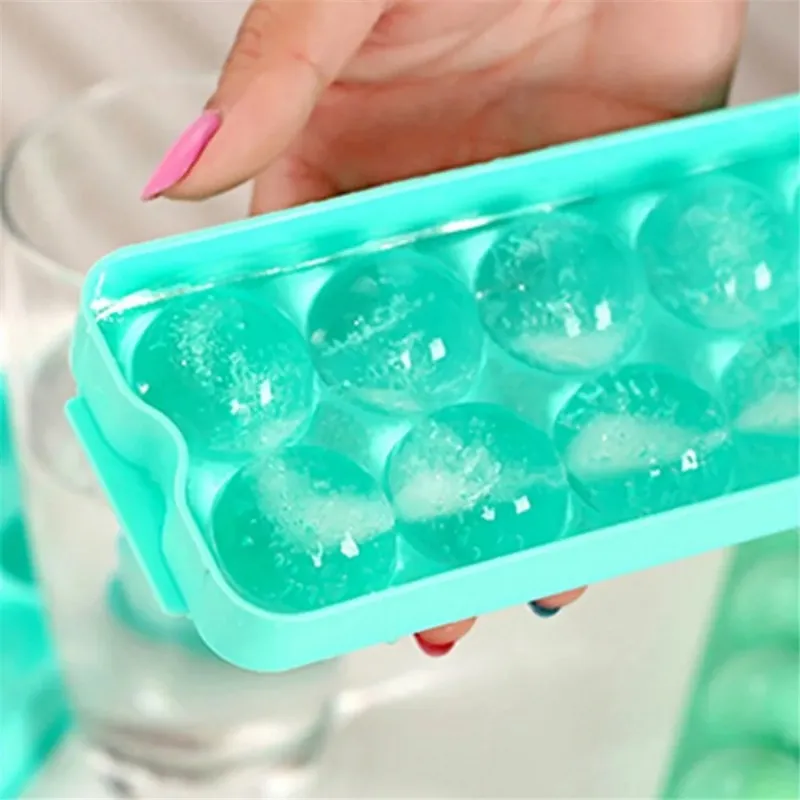 1pc Plastic Molds Ice Tray 14 Grid 3D Round Ice Molds Home Bar Party Use Round Ball Ice Cube Makers Kitchen DIY Ice Cream Mouldsfor Bar Party Use Mold