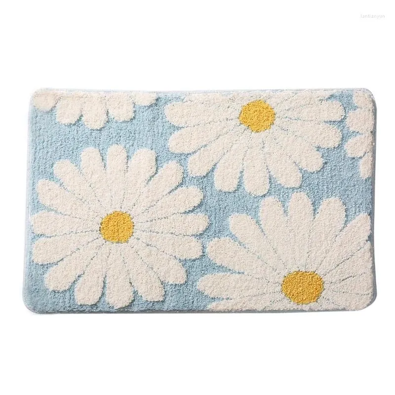 Carpets Daisy Bathroom Mat Nordic Carpet Bath Room Floor Floral Absorbent Anti Slip Pad Bathmat Doormat Home Decor