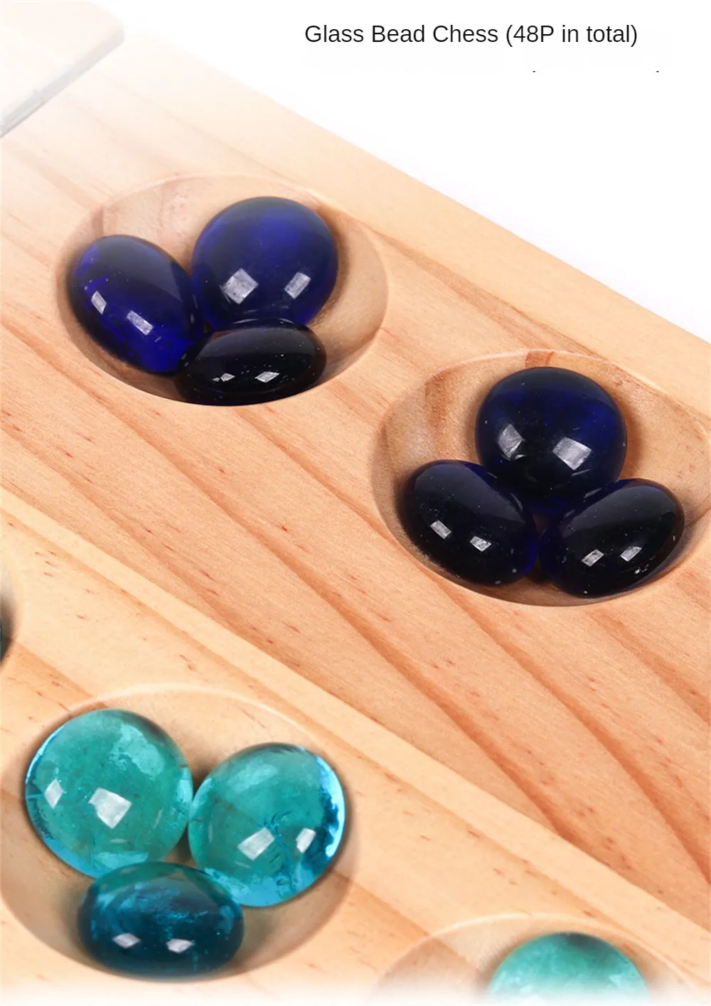 Mancala Classic Game With Folding Wooden Game Board And Stones, Family