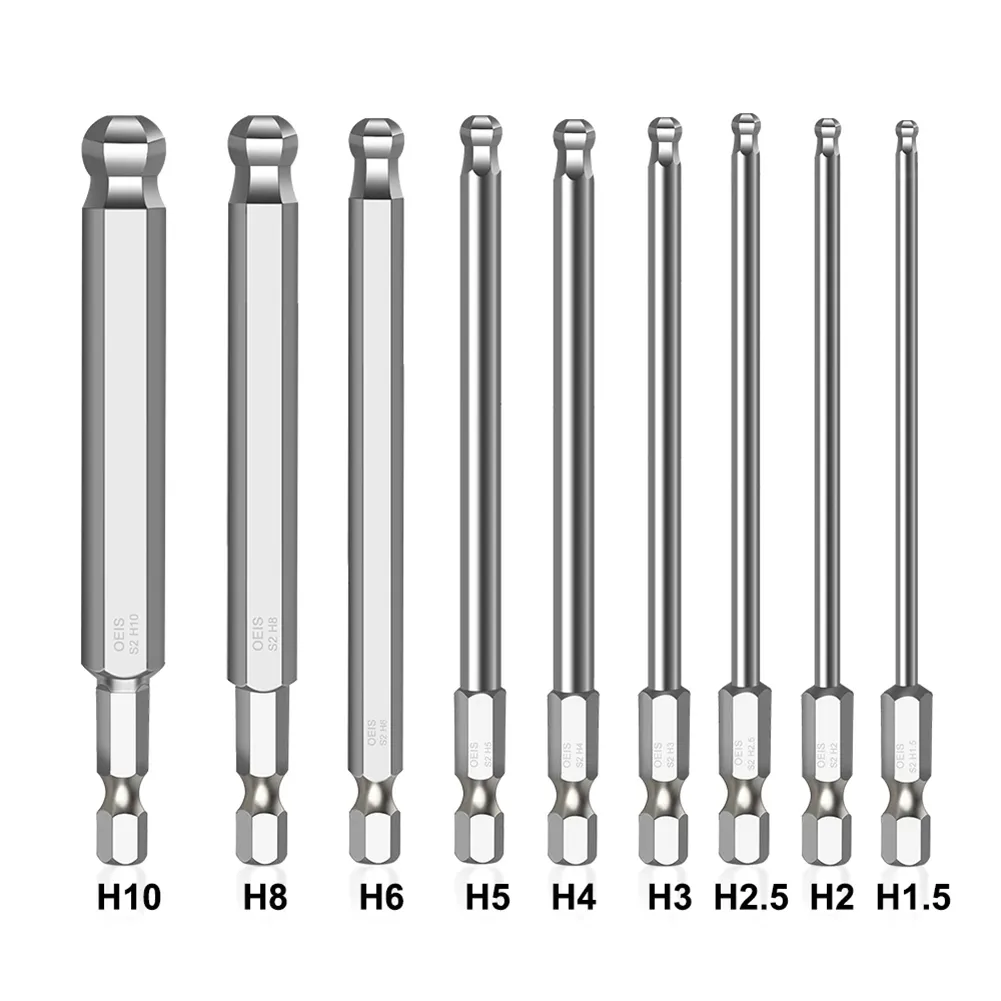 100 mm hex schroevendraaier bit bal uiteinde metriek hex bit magnetisch stuurprogramma's voor automotive/productie/constructie/industrie gereedschap