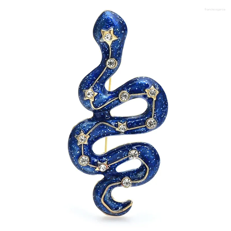 Broscher wulibaby skenande orm för kvinnor unisex stor strass blå djur party casual brosch pins gåvor