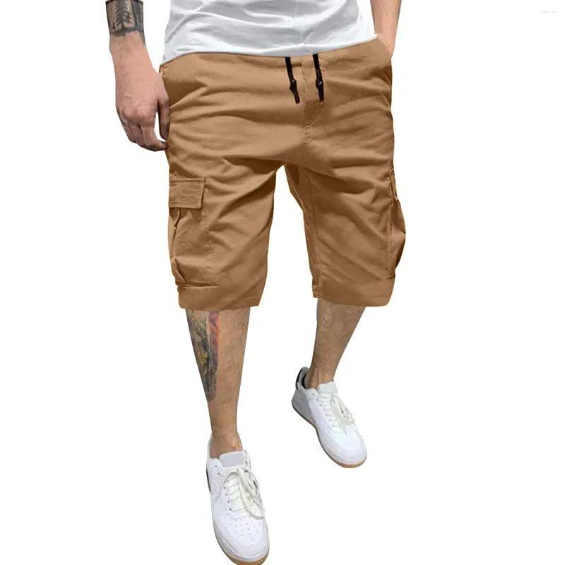 Men's Shorts Male Summer Solid Color Casual All Fashionable Woven Cargo Pants With Pockets Little Man 4 Stuffing