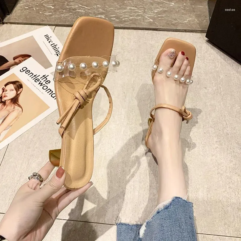 Slippers Aneikeh Summer Women Shoes Slides PU Spike High Heels Solid Outside Shallow White 2024 Fashion Adult
