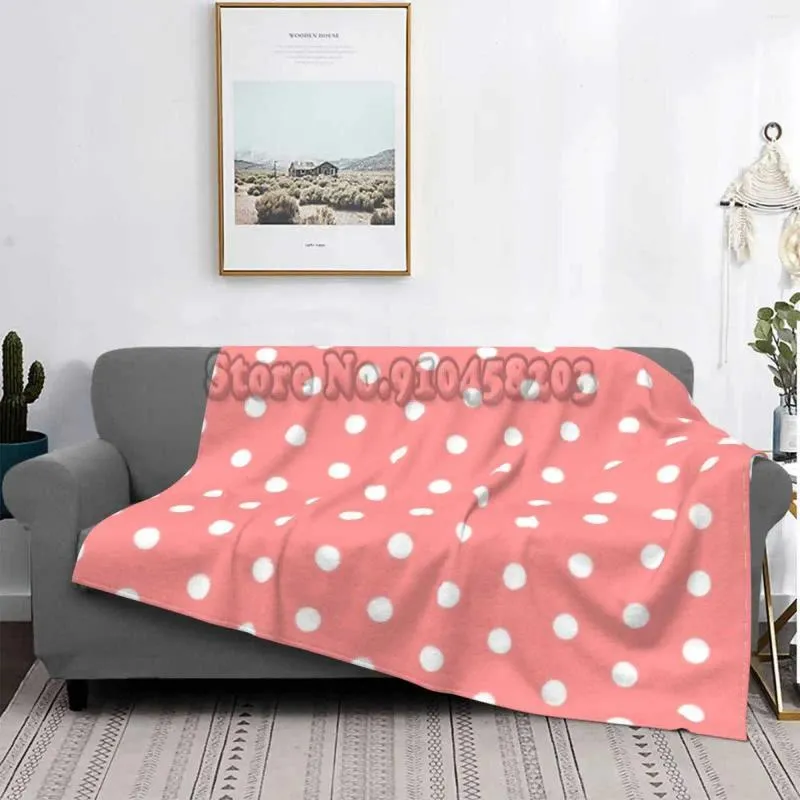 Blankets Kawaii Lollipop Pattern Sofa Blanket Printing Warm Flannel Polka Dot Pink White