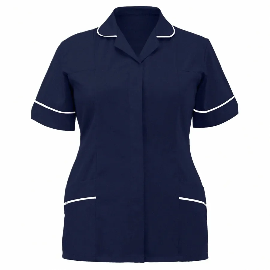 Сплошной цвет Женская операционная униформа медсестры Топы с коротким рукавом Спецодежда V-образным вырезом Медицинские топы Футболка Клиника Скрабы Топы o5RH #