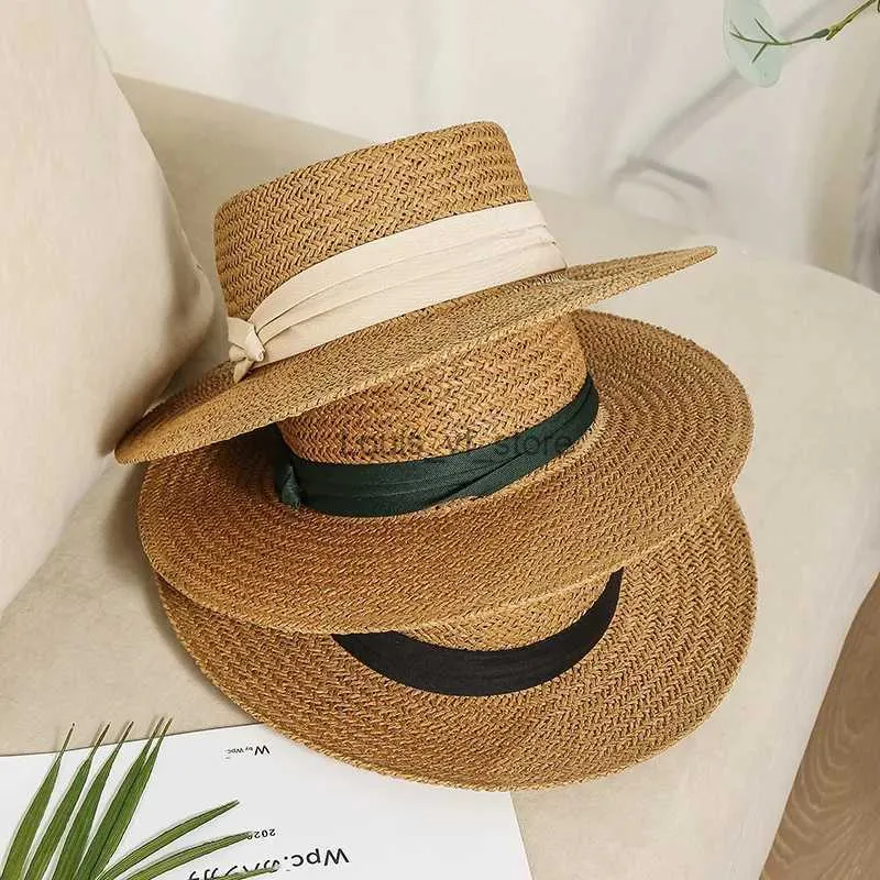 Ampla borda chapéus balde 10 cores verão praia palha dobrável grande lado casual feminino panamá chapéu sunshade côncavo top boné viagem sol h240330