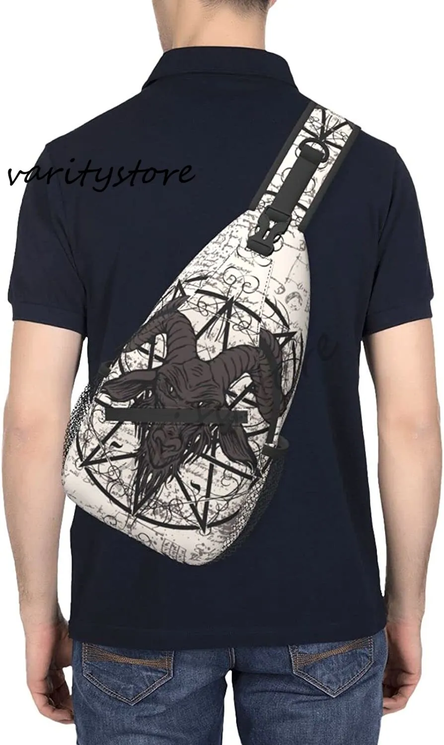 Goat Skull Sling Bag Crossbody Backpack Daypack Hiking Travel Chest Bag Unisex Amazon.com | Yamegoun Skull Sling Bag Travel Sling Backpack  main image 3