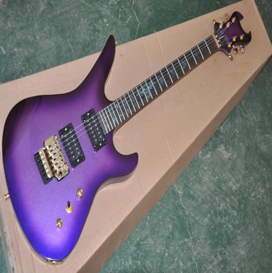 Nuovo arrivo Custom Factory Purple Scrub corpo Chitarra elettrica Hardware dorato e pickup HH Tastiera in palissandro può essere personalizzato9124561