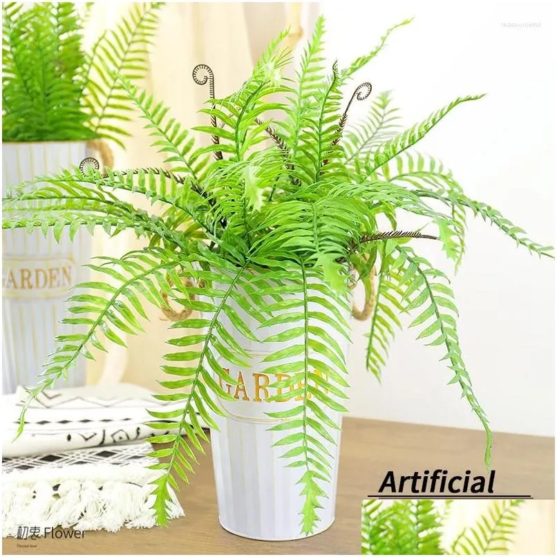 Decorative Flowers Wreaths Artificial Plants Fern Grass Wall Outdoor Decor Silk Green Leaf Plastic Home Garden Decoration Drop Deliver Dh7Ix