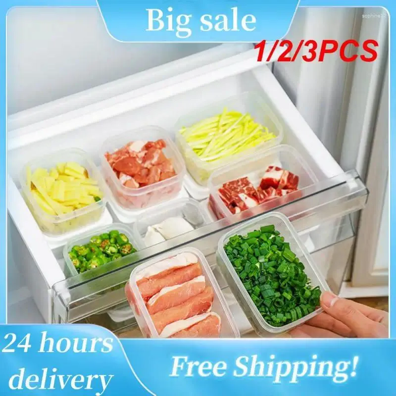 Storage Bottles 1/2/3PCS Girds Refrigerator Food Container Box With Lid Kitchen Vegetables Fruit Sealed Fresh-keeping Reusable