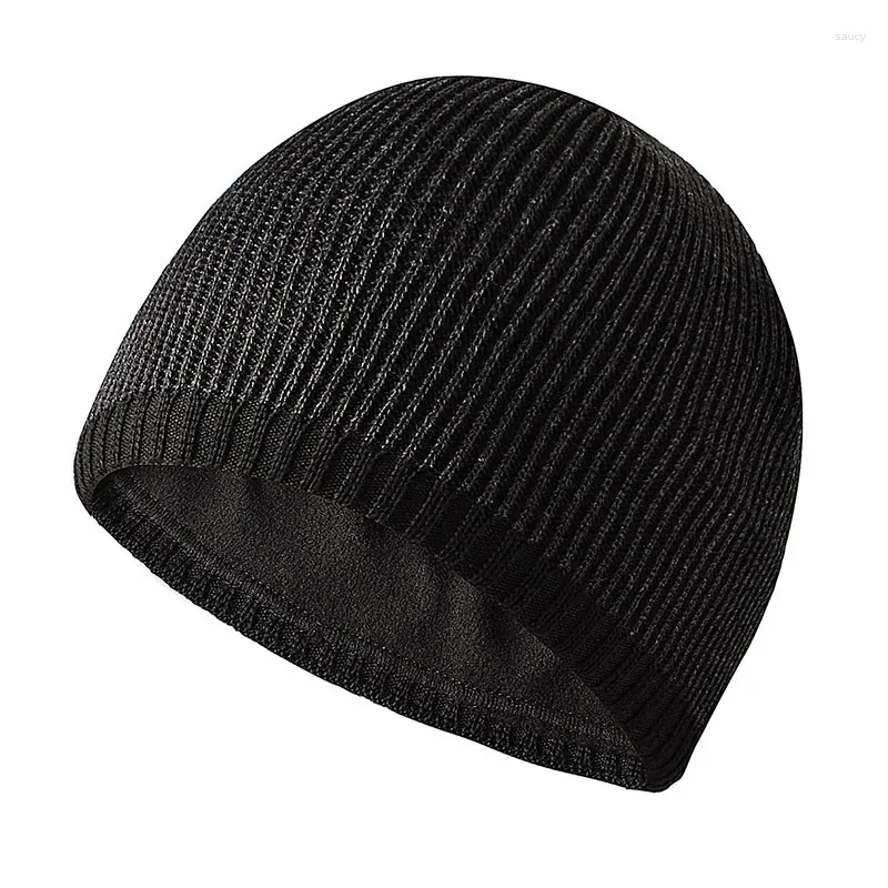 Berets Herren Wintermützen Plus Fleece Fisherman Beanie Männliche Strickmütze Dicke Warme Ohrenklappenkappen Outdoor Thermal Winddicht Schnee