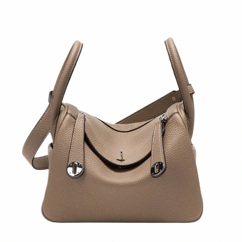 2024 New Women's Bag Female Luxury Soft äkta handväskor Lady Fi Daily Casual Shoulder Bag V7My#