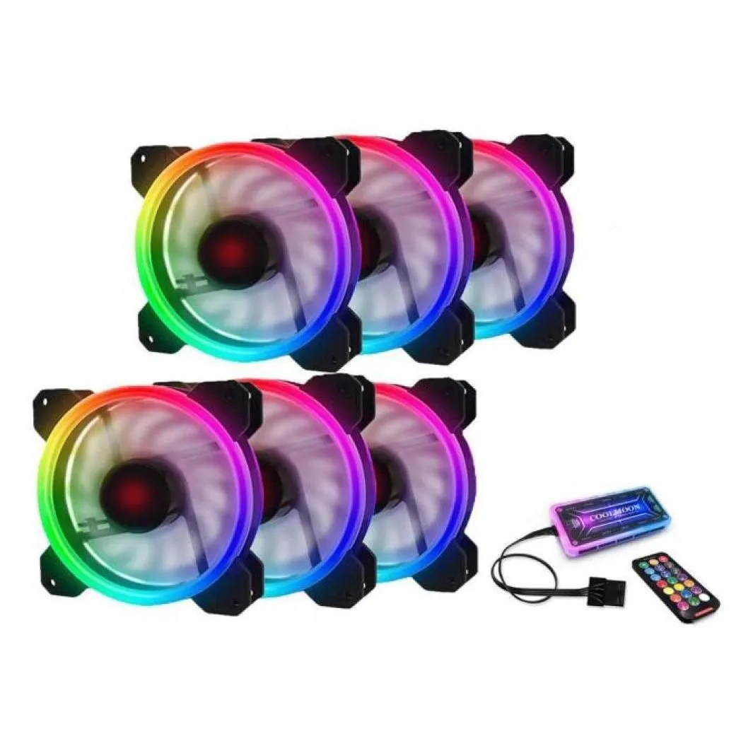 Fans Coolings 6 Packs PC Computer Case Fan Refroidisseur de refroidissement 120mm 6pin réglable RVB LED 12V Mute Ventilador DC Argb Ajuster la vitesse Aura Otd0Q