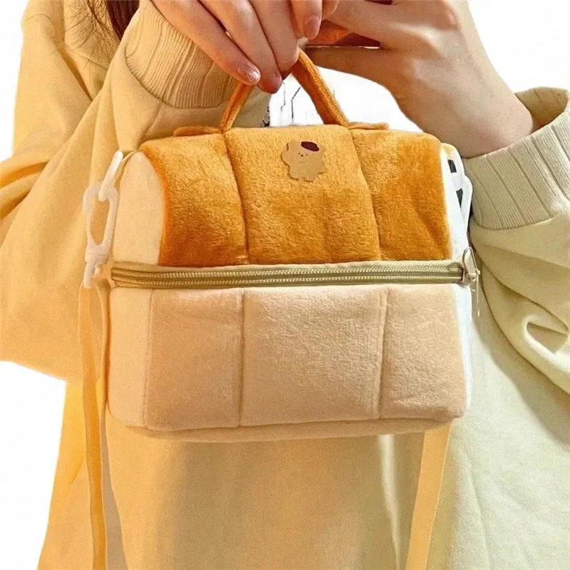 Sac de maquillage mignon Toast Sac à main de rangement portable de grande capacité Sac à bandoulière pour appareil photo 01-SB-stxjmb U4Tj #