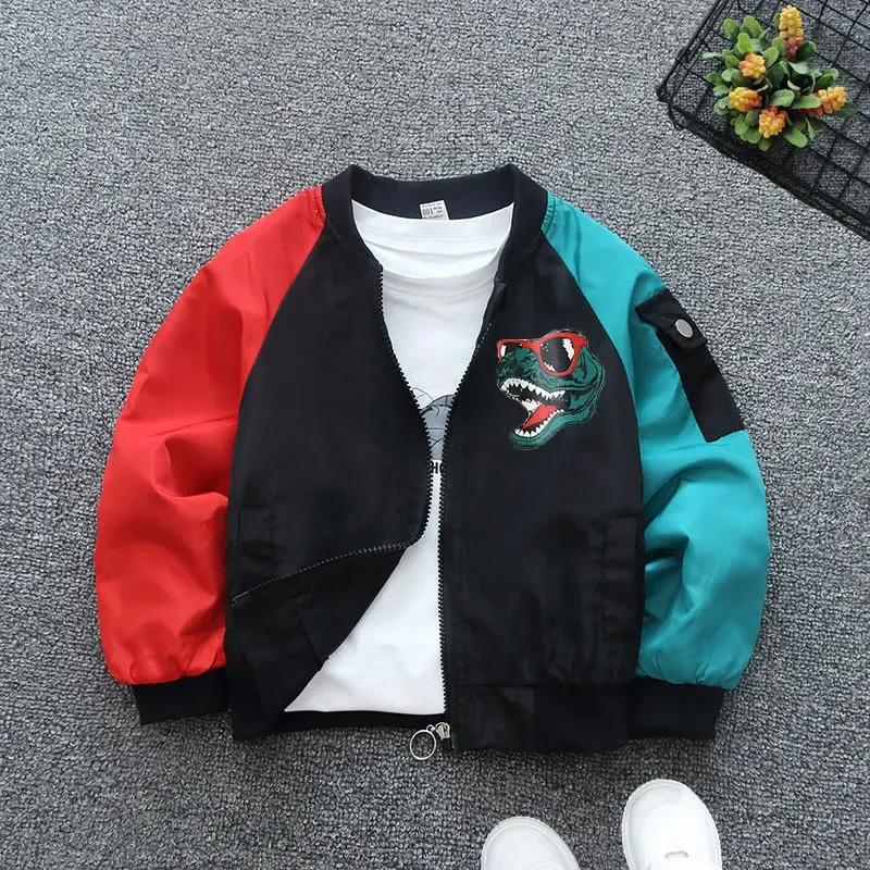 Chaqueta De Cárdigan Estampada De Dinosaurio De Niños Gabardina De