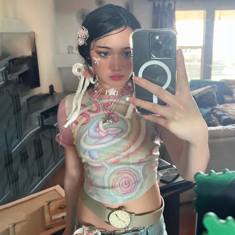 Y2k Kawaii Crop Top Cutecore Baby Tee Aesthetic Clothes