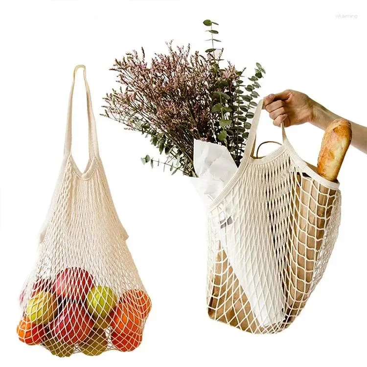 Sacs de courses en maille de coton pour femmes, fourre-tout à légumes et fruits, fourre-tout à épaule unique, filet de supermarché pour toile