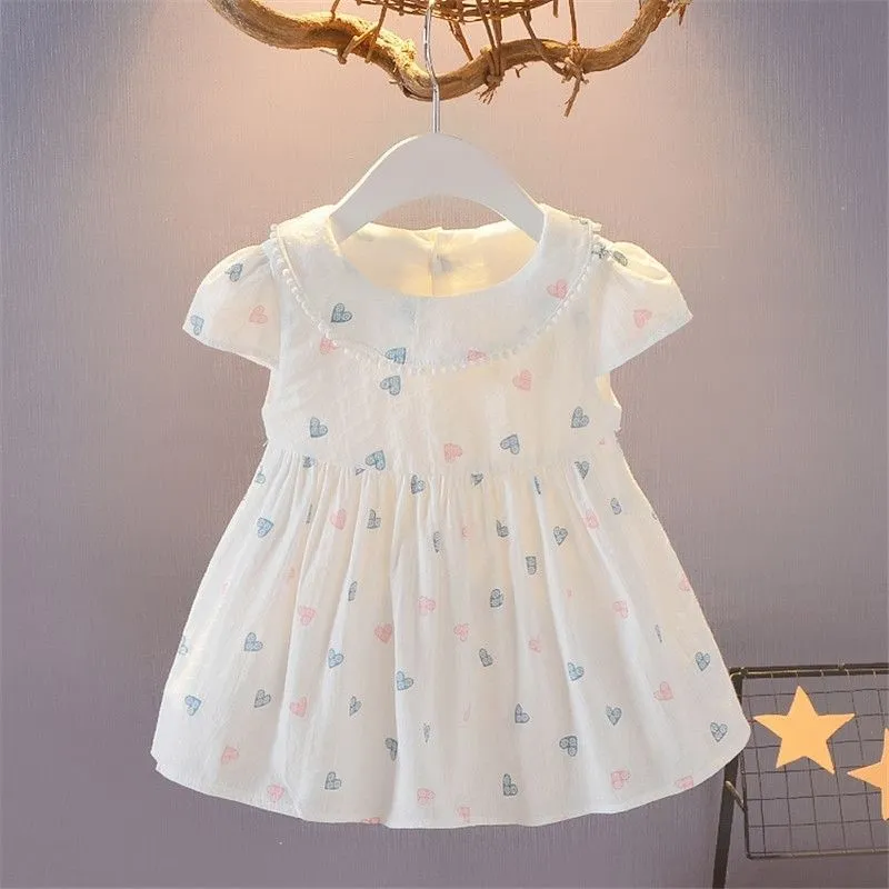 여자면 드레스 여름 작은 신선한 아기 스커트 베이비 플로럴 드레스 흰색 러브 드레스
