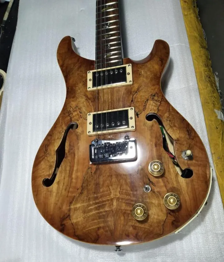 Paul Smith Corpo oco II Righteous Private Stock Satin Koa Spalted Maple Vintage Brown Guitarra elétrica Double F Holes Abalone Bi3783187