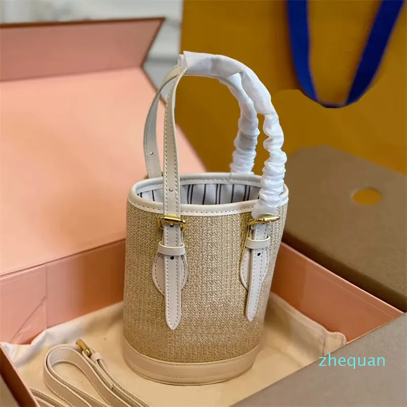 Bucket bag crossbody women Straw luxury Shoulder bag designers handbags womens Fashion classic flower handbag with dust bag