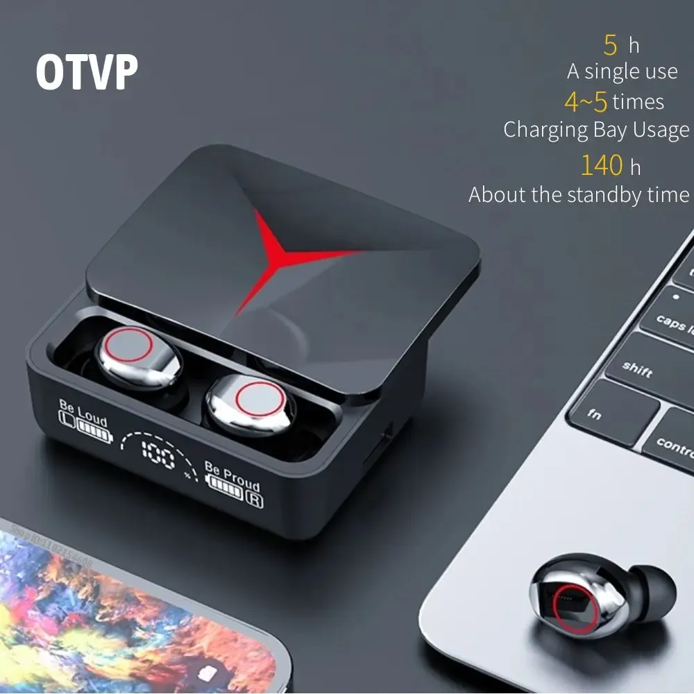 Pompes OTVP Origianl M90 Wireless Headphones Sound Bluetooth Écouteurs Bluetooth IPX7 BLUETOTH 5.3 Charge rapide