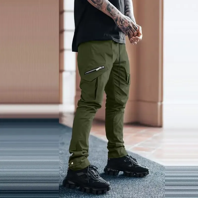 Dark Khaki Pants Outfit Mens Casual Multicolor Casual Straight