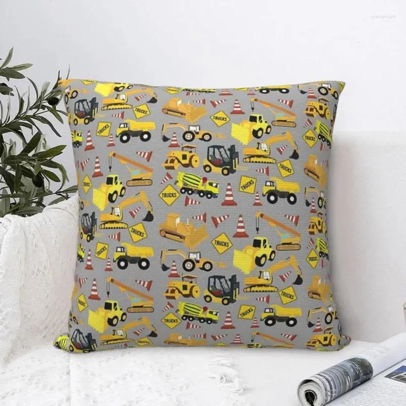 Pillow Construction Trucks Party - Excavator Dump Truck Square Pillowcase Cover Decor Comfort Throw For Home Bedroom