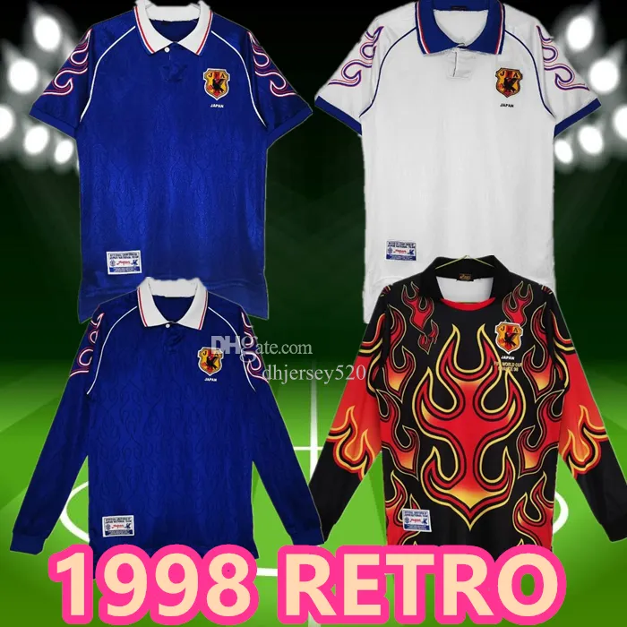 1998 Japan Retro Soccer Jerseys Home #8 Nakata #11 Kazu #10 Nanami #9 Nakayama 98 99 målvakt Fotbollskjorta uniformer Lång ärm