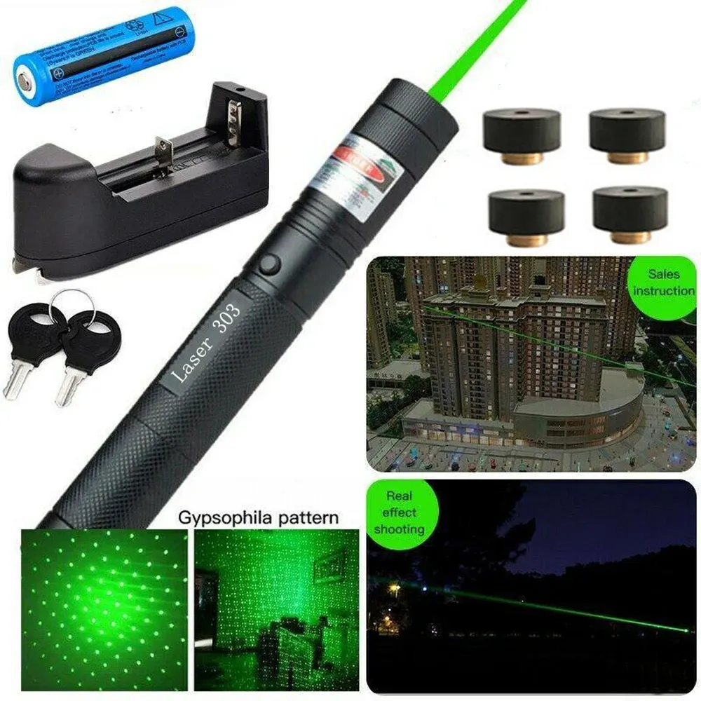 Pointers Groene Tactische Laser Pointer 10000m 2 in 1 Afneembare Lamp Holde Laser Zaklamp Zichtbare Focus Focusseerbare Burn Match voor de Jacht