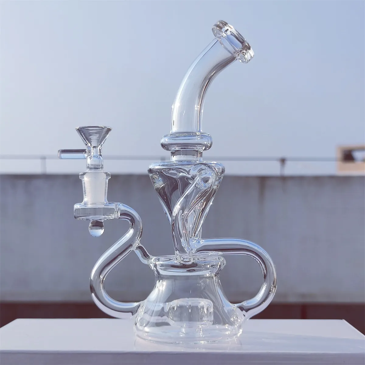 2024 Heady Glass Neo Fab 9 pouces Bangs en verre Tuyau d'eau Bong Tube de tabac à fumer 14MM Bol Dab Rig Recycler Tuyaux de barboteur