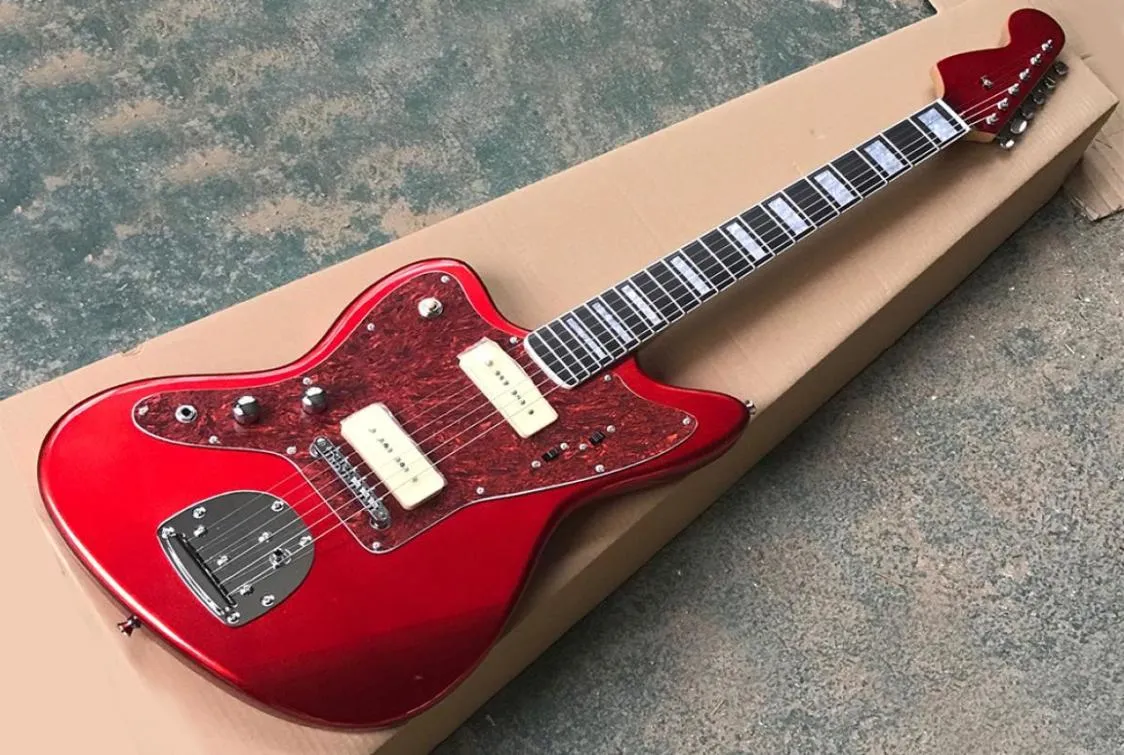 Chitarra elettrica per mancini rossa interamente metallizzata Factory con pickup P 90 Tastiera in palissandro che offre servizi personalizzati8013635