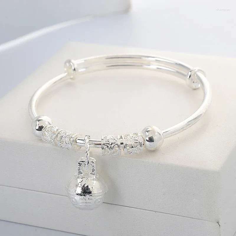 Bracelet Bijoux De Mode Sculpté Fleur Cloche Bracelets Porte-Bonheur Bracelets Argent Plaqué Chanceux Perle Bracelet Femmes Cadeaux D'anniversaire