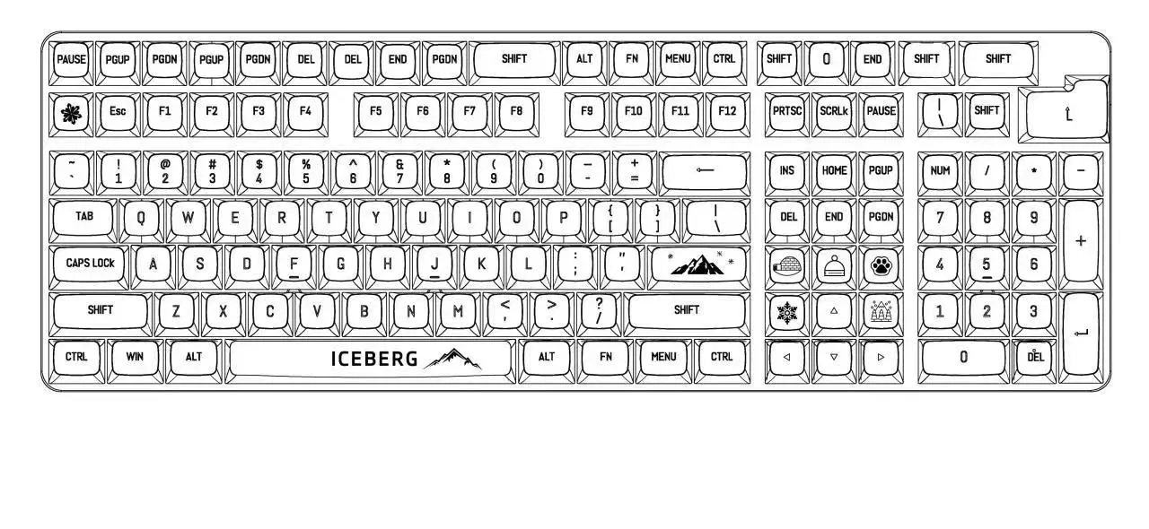 Lceberg Crystal PC Keycaps 132 Keys Transparent RGB Backlit Mechanical ...