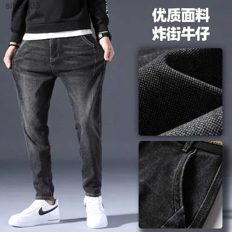 Herren Jeans hausgemachte Modemarke Brand Street Street Spring- und Sommer Micro Ha Small Bein Jeans Street lässige Obdachlose.