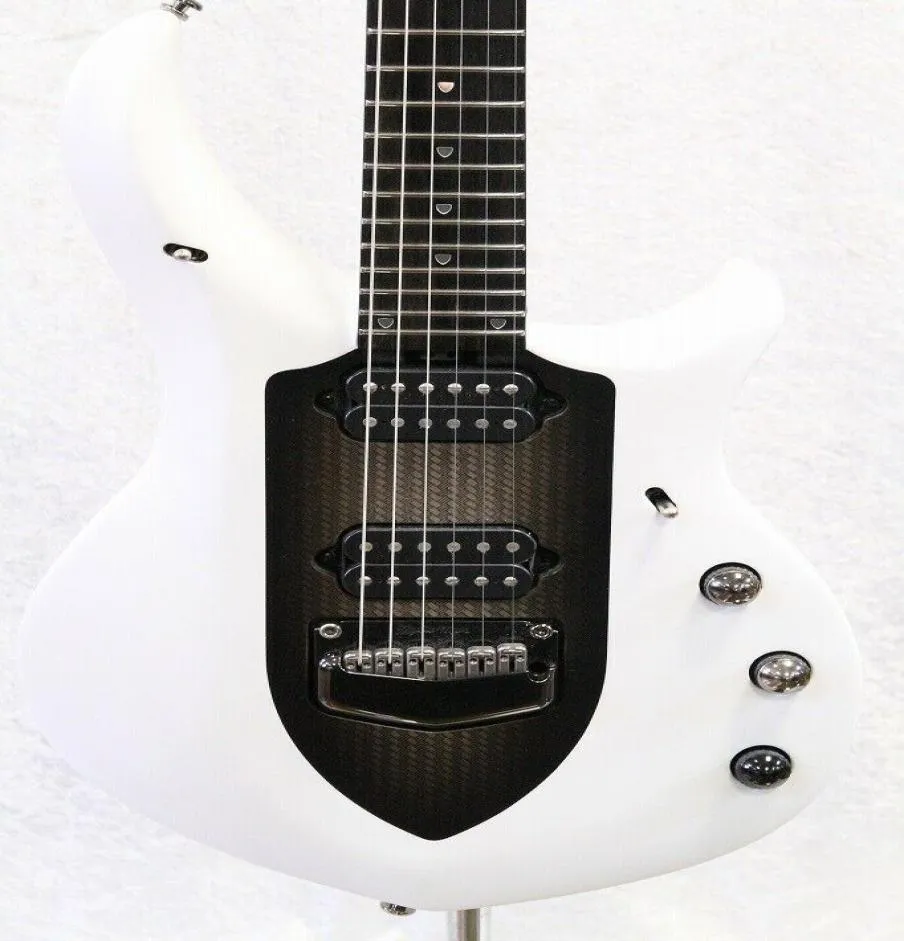 Anpassad butik Ernie Ball Music Man John Petrucci Majesty White Black Center Electric Guitar Tremolo Bridge Active Pickups 6940032