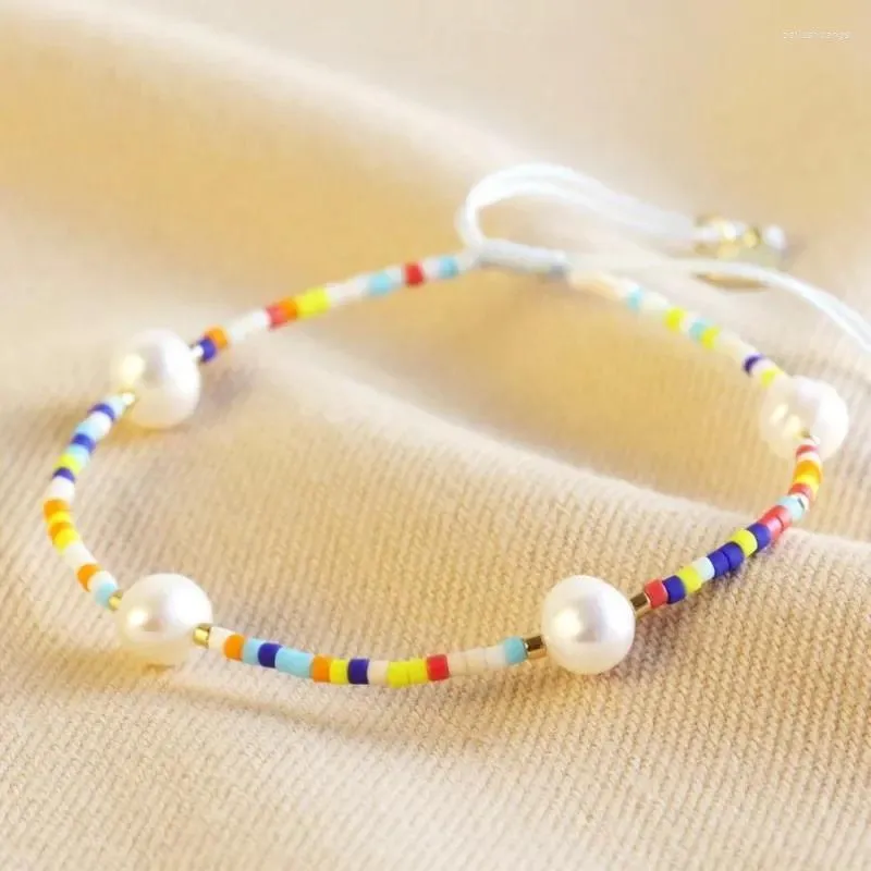 Strand ccgood naturligt sötvatten pärla sommararmband enkla små strängar läckra multicolor pärlor pulseras mode smycken för kvinnor