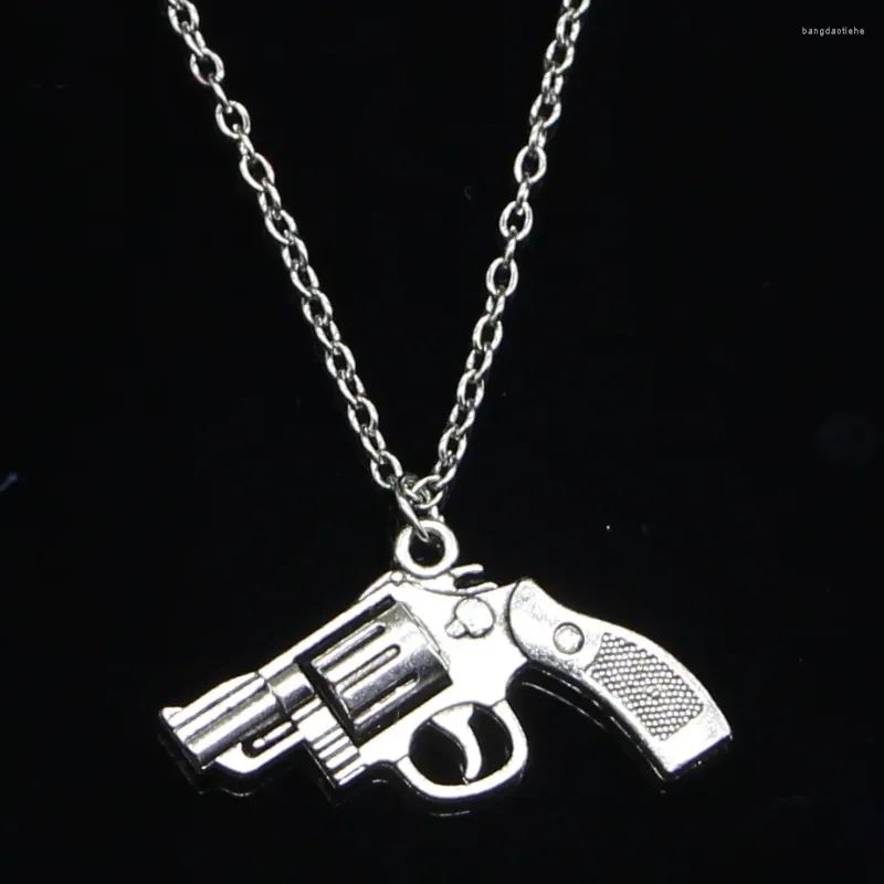 Chains 20pcs Fashion Necklace 29x22mm Pistol Revolver Gun Pendants Short Long Women Men Colar Gift Jewelry Choker