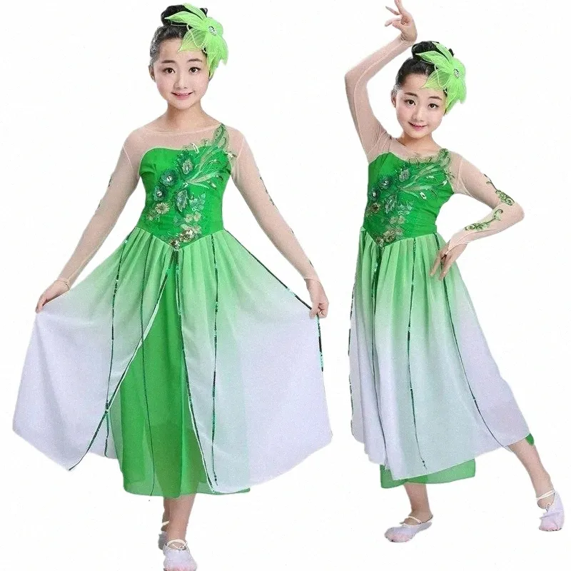 New Children's Folk Dance Costumes Classical Dance Dr In Jasmine Green Chinese Folk Dance Costume For Woman 70p7#