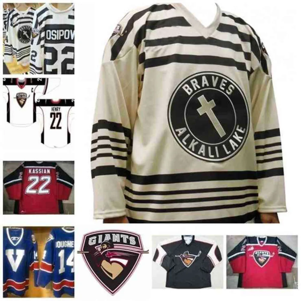 24S 37404014 DOUGHERTY Vancouver Giants 22 HENRY 22 KASSIAN Hockey Jersey-steekborduurwerk kan worden aangepast met elk nummer en elke naam