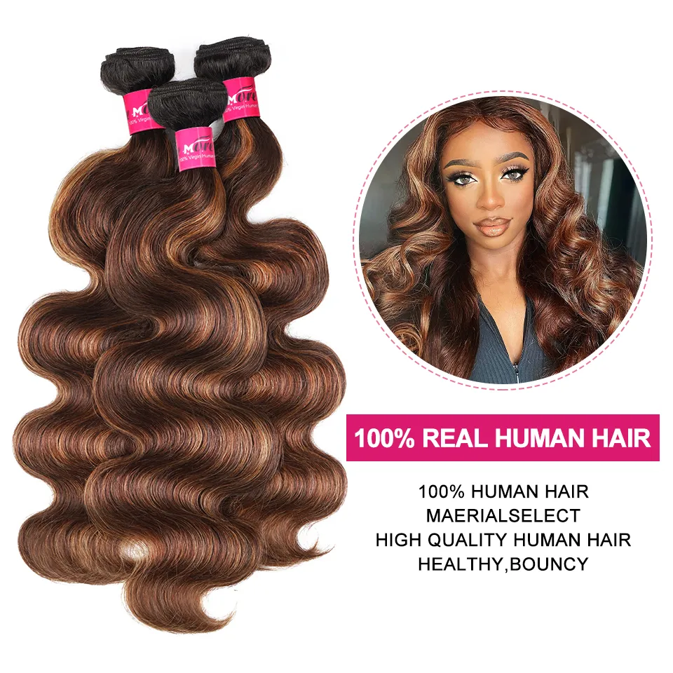 DHgate.com:30 Highlight Body Wave Bundles, 1B/4/30 Ombre
