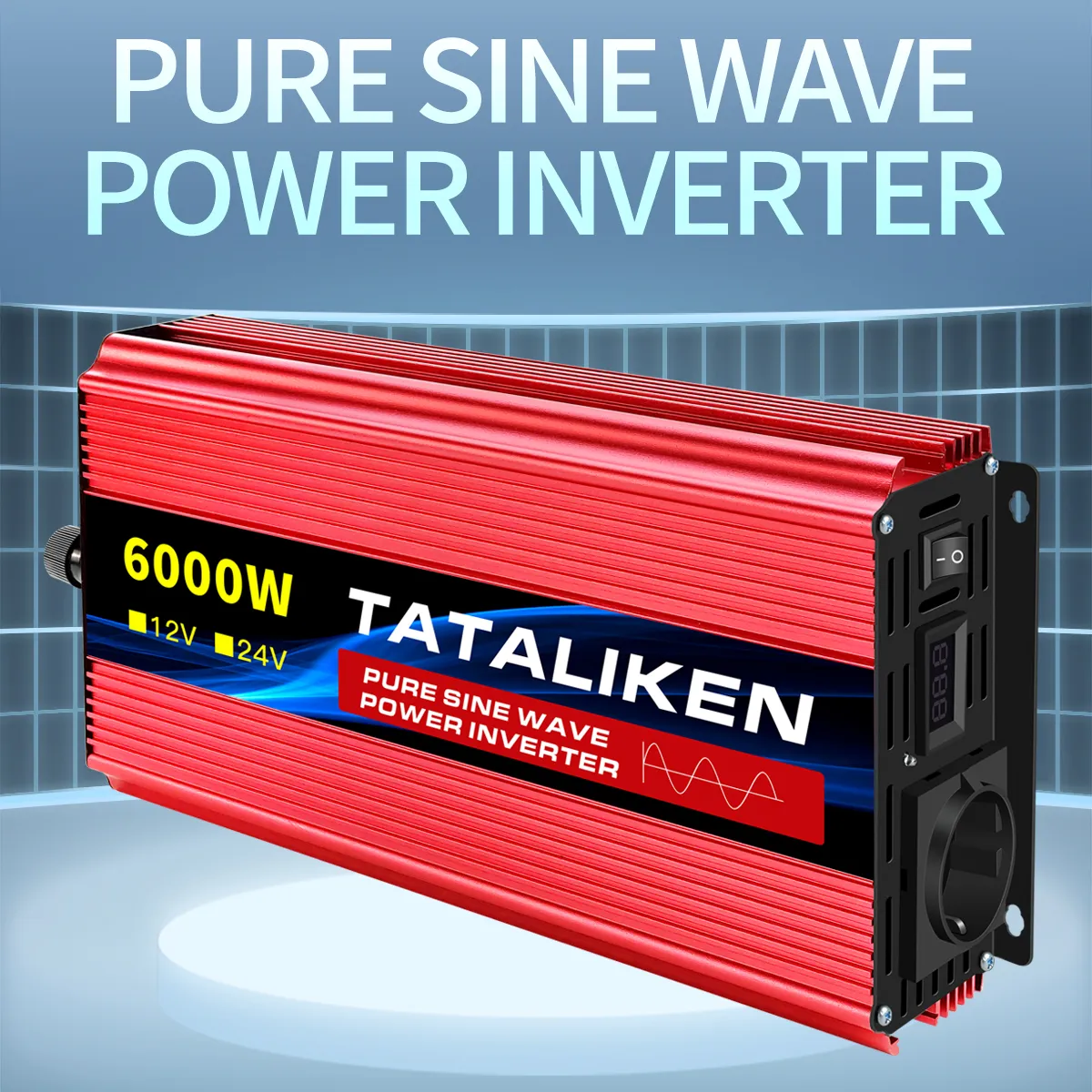 Pure Sine Wave Inverter EU Socket Auto Accessories DC 12V/24V tot AC 220V Spanning Transfer Converter laadadapter LED -display