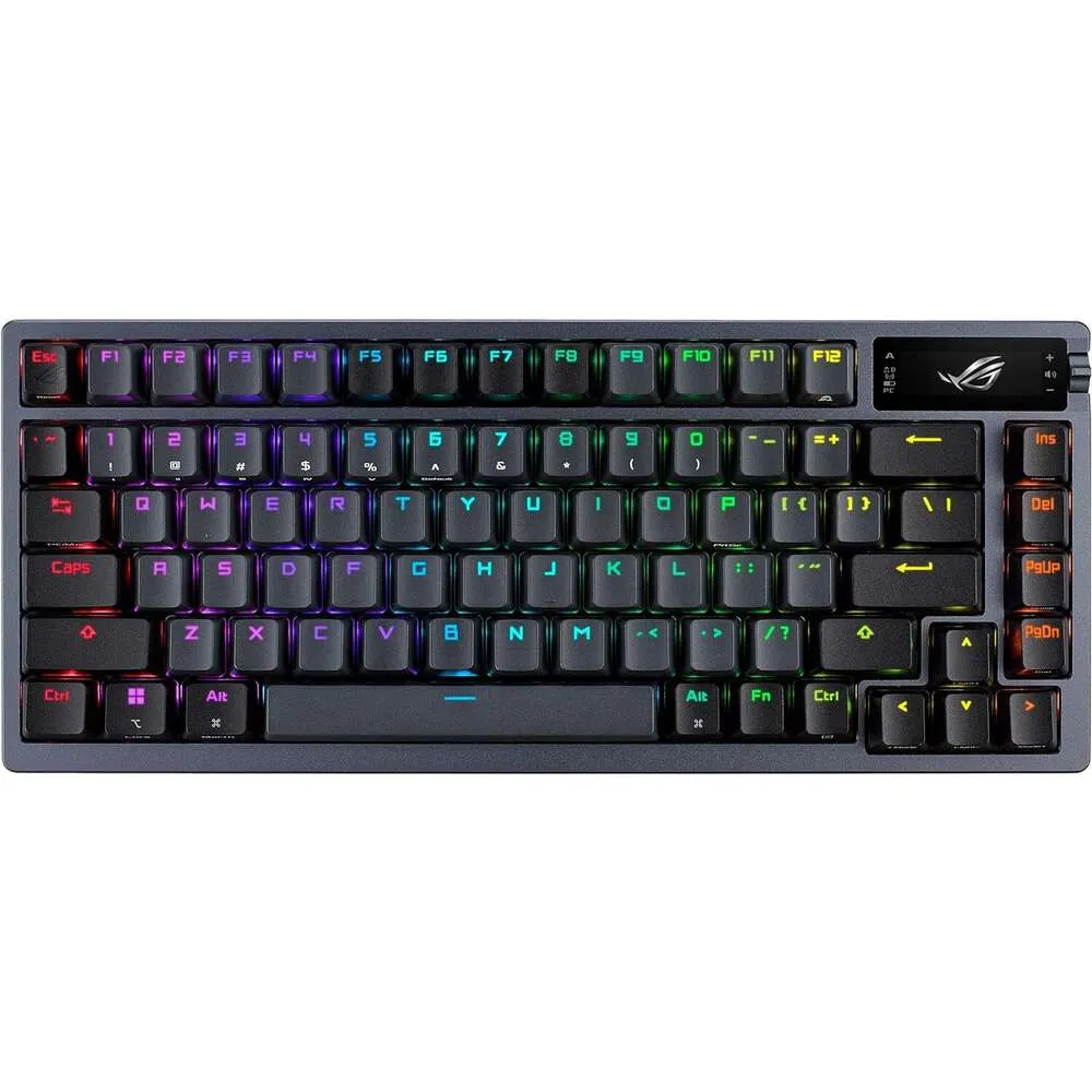 Tastiera da gioco wireless Azoth al 75% con display OLED, interruttori rossi NX sostituibili a caldo, smorzamento a tre strati, illuminazione RGB e copritasti PBT - Nera