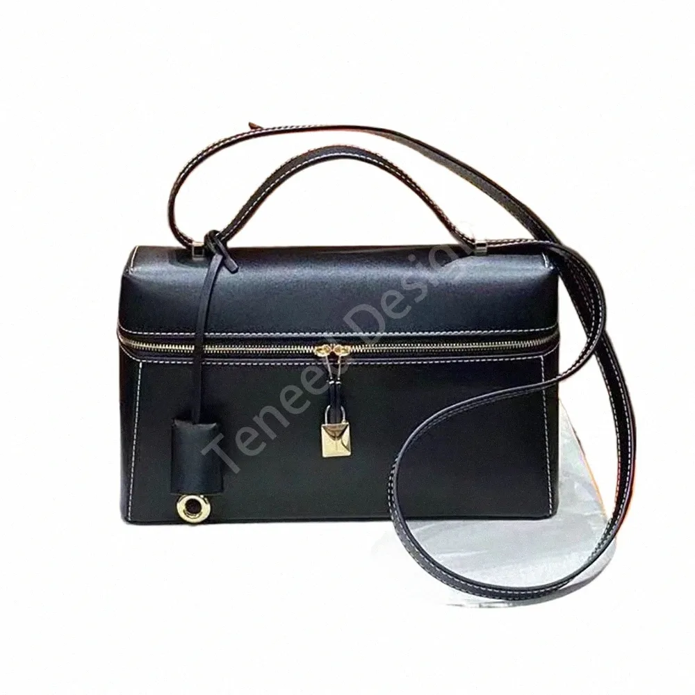 women's Extra Bag EP Leather Tire Cowhide Wife Lunch Box Bag Mini Square Loro Bag Single Shoulder Luxury Lock Key Purse 90XL#