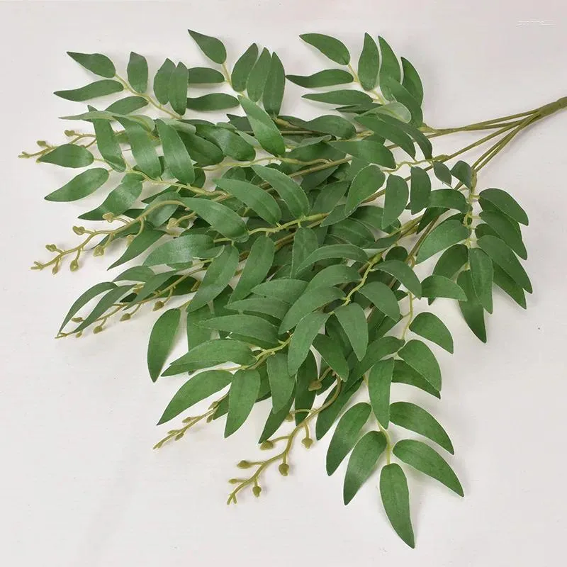 Dekorativa blommor 5 gaffel konstgjorda blad Silk Willow Bundle For Wedding Decora Home Table Vase Simulation Plants Party Decor Green