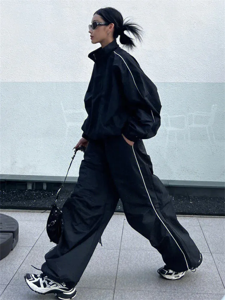 スーツ 2000's archive Black buggy slacks y2k Baggy Cargo Pants for Men Women Wide Leg Jeans Y2k UK | Ubuy